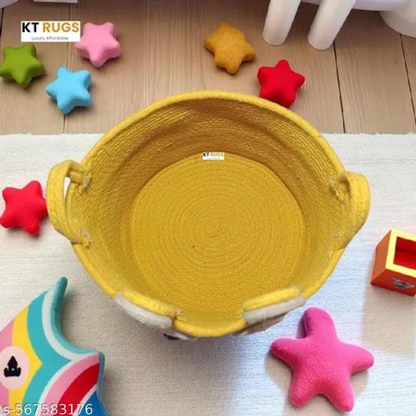 Yellow_Bully_Cotton_Rope_Storage_Basket_Shelves_Baskets_For_Organizing_With_Handle_Decorative_Storage_Bins
