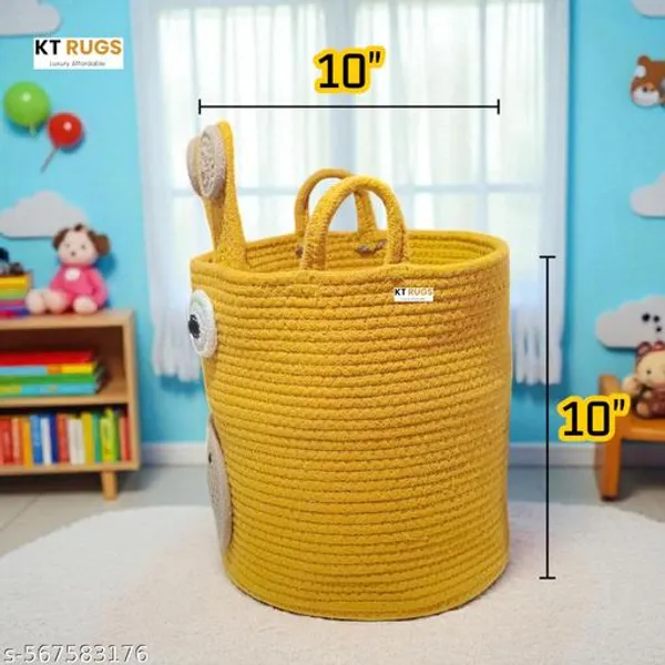 Yellow_Bully_Cotton_Rope_Storage_Basket_Shelves_Baskets_For_Organizing_With_Handle_Decorative_Storage_Bins
