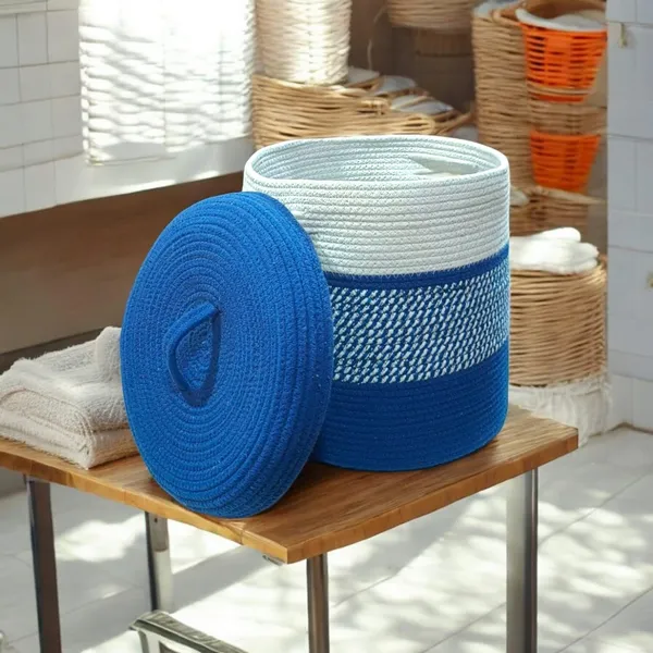 Cotton_Rope_Storage_Laundary_Basket_With_Lid_And_Decorative_Container_With_Handles_12x12_inch