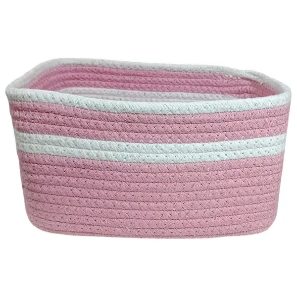 Pink_Cotton_Rope_Storage_Laundry_Basket_Hamper_Nursery_Toy_Basket_Open_Storage_Bins_And_Striped_Decorative_Organizer