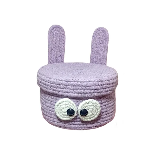 Purple_Cotton_Rope_Storage_Basket_With_Bunny_Ears_(20_Cm_X_15_Cm)