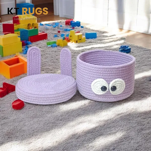 Purple_Cotton_Rope_Storage_Basket_With_Bunny_Ears_(20_Cm_X_15_Cm)