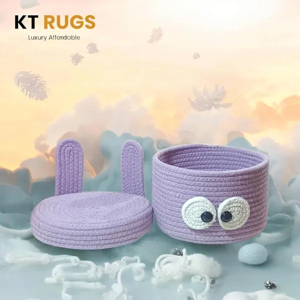 Purple_Cotton_Rope_Storage_Basket_With_Bunny_Ears_(20_Cm_X_15_Cm)