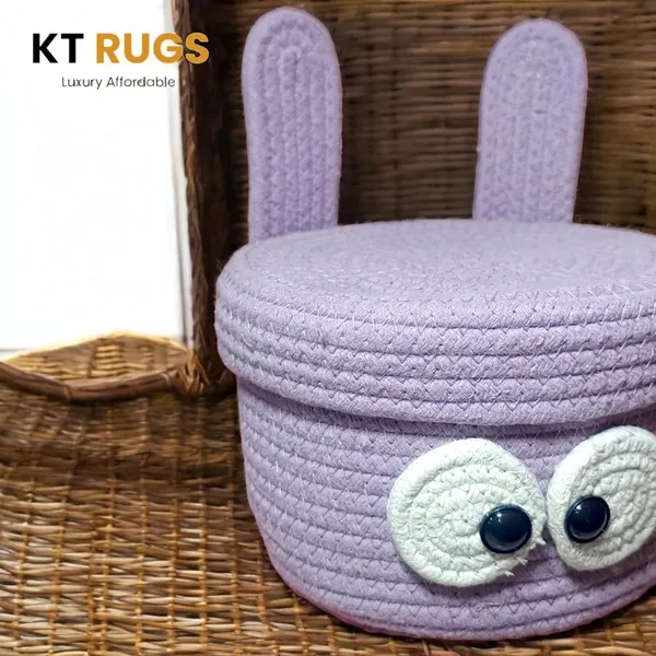 Purple_Cotton_Rope_Storage_Basket_With_Bunny_Ears_(20_Cm_X_15_Cm)