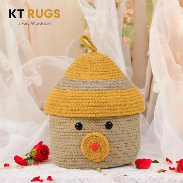 Yellow_And_Beige_Decorative_Cotton_Rope_Storage_Basket_Duck_Design_(30_X_20_X_15_Cm)