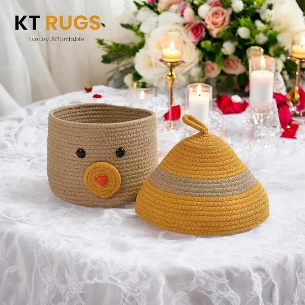 Yellow_And_Beige_Decorative_Cotton_Rope_Storage_Basket_Duck_Design_(30_X_20_X_15_Cm)
