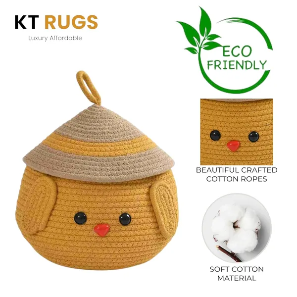 Yellow_And_Beige_Cotton_Rope_Storage_Basket_With_Lid_Cute_Animal_Design_(20_X_18_X_15_Cm)