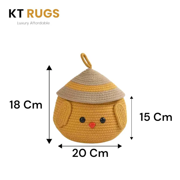 Yellow_And_Beige_Cotton_Rope_Storage_Basket_With_Lid_Cute_Animal_Design_(20_X_18_X_15_Cm)
