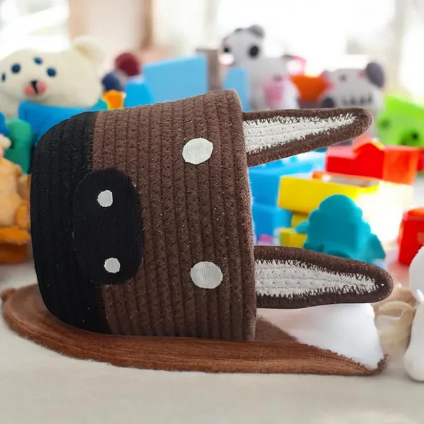 Brown_Cotton_Rope_Storage_Basket_With_Bunny_Design_Brown_Decorative_Container_For_Kids_Room_Toys_Organizer