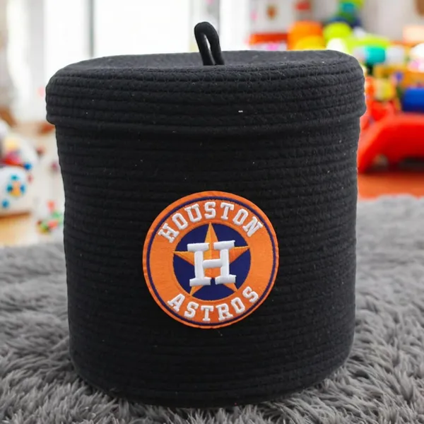 Black_Houston_Astros_Mlb_Inspired_Cotton_Rope_Storage_Basket_Black_Team_Logo_Design