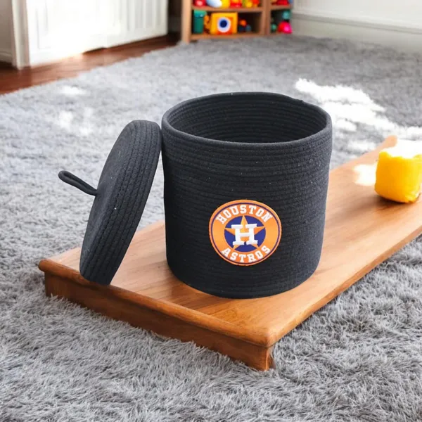 Black_Houston_Astros_Mlb_Inspired_Cotton_Rope_Storage_Basket_Black_Team_Logo_Design