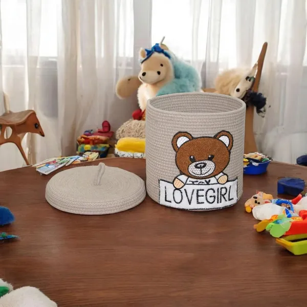 Beige_Cotton_Rope_Storage_Basket_With_Teddy_Bear_Design_Nursery_Hamper_With_Lid_Lovegirl_Pattern