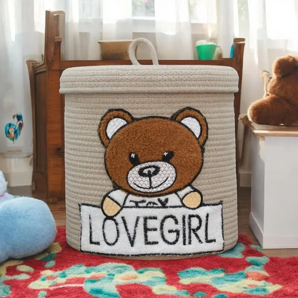 Beige_Cotton_Rope_Storage_Basket_With_Teddy_Bear_Design_Nursery_Hamper_With_Lid_Lovegirl_Pattern