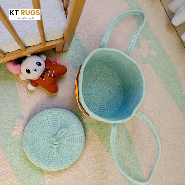 Aqua_Green_Jungle_Safari_Themed_Storage_Basket_With_Lid_And_Handles_26_Liter_Capacity_Kids_Toy_Organizer