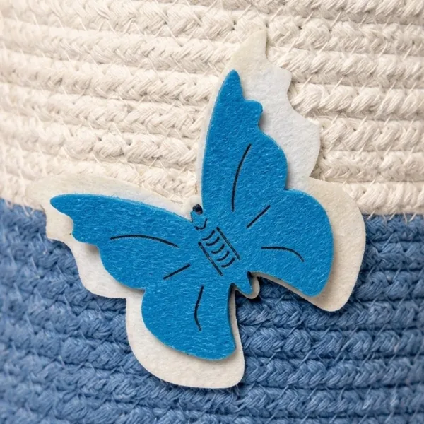 Baby_Cotton_Rope_Storage_Basket_with_Lid,_7x7_Inch_Nursery_Organizer_Basket,_Hypoallergenic_Woven_Basket_for_Diapers_Toys_Clothes,_Blue_Butterfly_Decor