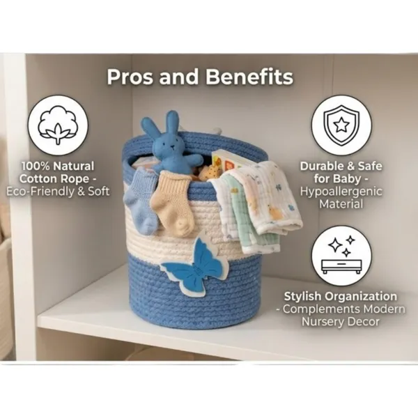 Baby_Cotton_Rope_Storage_Basket_with_Lid,_7x7_Inch_Nursery_Organizer_Basket,_Hypoallergenic_Woven_Basket_for_Diapers_Toys_Clothes,_Blue_Butterfly_Decor