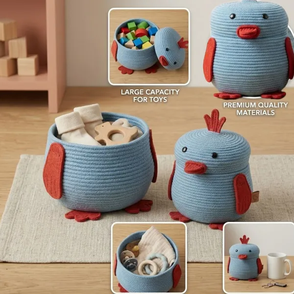 Chick_Storage_Basket_with_Lid_|_Cute_Bird_Animal_Design_|_Kids_Room_Organizer_|_Nesting_Baskets_|_Available_in_Large_&_Small_Size_|_Toy_Storage_|_Baby_Nursery_Décor_|_Powdry_Blue_&_Narangi