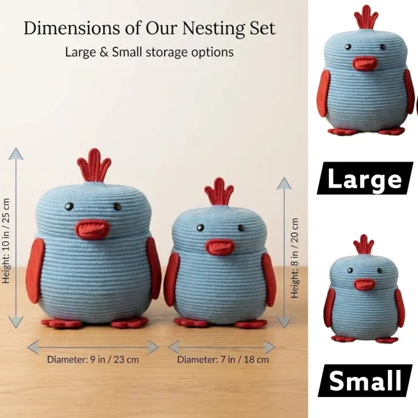 Chick_Storage_Basket_with_Lid_|_Cute_Bird_Animal_Design_|_Kids_Room_Organizer_|_Nesting_Baskets_|_Available_in_Large_&_Small_Size_|_Toy_Storage_|_Baby_Nursery_Décor_|_Powdry_Blue_&_Narangi