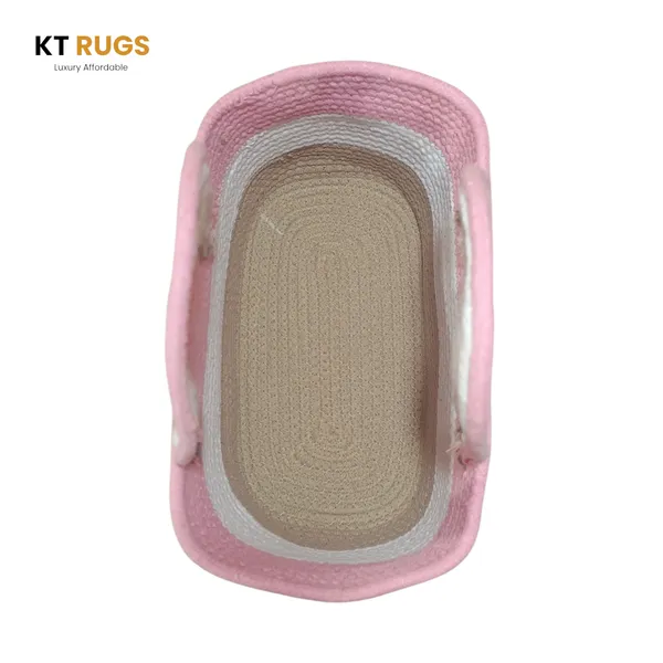 Cotton_Rope_Storage_Basket_with_Handles_|_Woven_Tote_Organizer_Bin_for_Nursery,_Bathroom,_Bedroom_&_Kitchen_|_Tri-Color_Pink_White_Beige_|_10"L_×_6"B_×_7"H