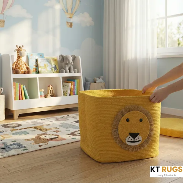 Cute_Lion_Woven_Storage_Basket_With_Lid_By_Kt_Rugs_|_16X16X14_Extra_Large_Toy_Box_&_Nursery_Hamper_For_Kids_Room_|_Yellow_Laundry_With_Lid