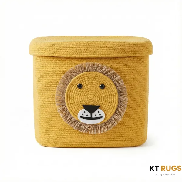 Cute_Lion_Woven_Storage_Basket_With_Lid_By_Kt_Rugs_|_16X16X14_Extra_Large_Toy_Box_&_Nursery_Hamper_For_Kids_Room_|_Yellow_Laundry_With_Lid
