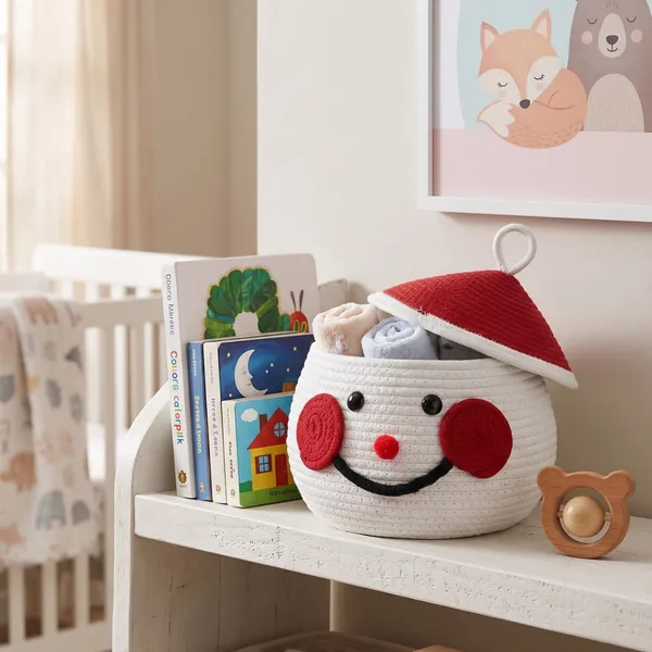 Cute_Snowman_Santa_Basket_Matka_|_Cotton_Rope_Storage_Basket_with_Lid_|_Kids_Toy_Organizer_|_Christmas_Gift_Basket_|_Nursery_&_Home_Decor_|_White_&_Red_|_Large_Size_|_KT_RUGS_BASKETS