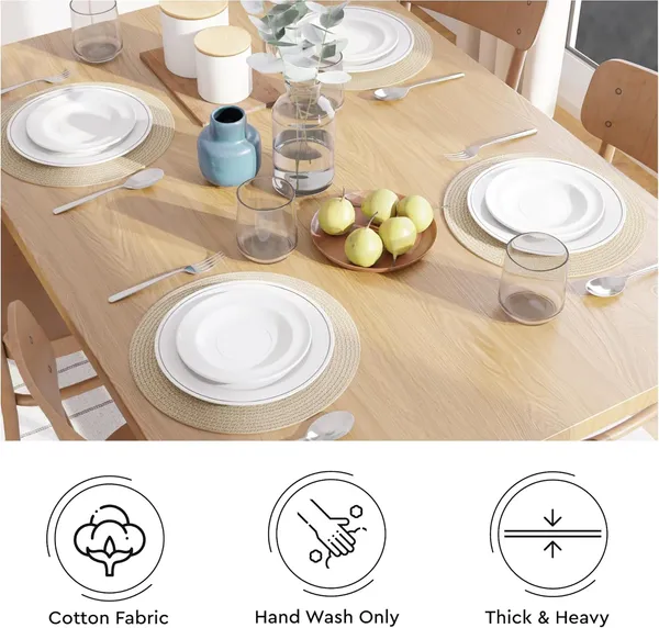 Dining_Placemats_Set_of_2,4_&_6_|_Cotton_Round_Table_Mat_-_32_cm_Diameter_|_Beige_|_Handmade_Rib_Style_Chargers_for_Diner_Plates