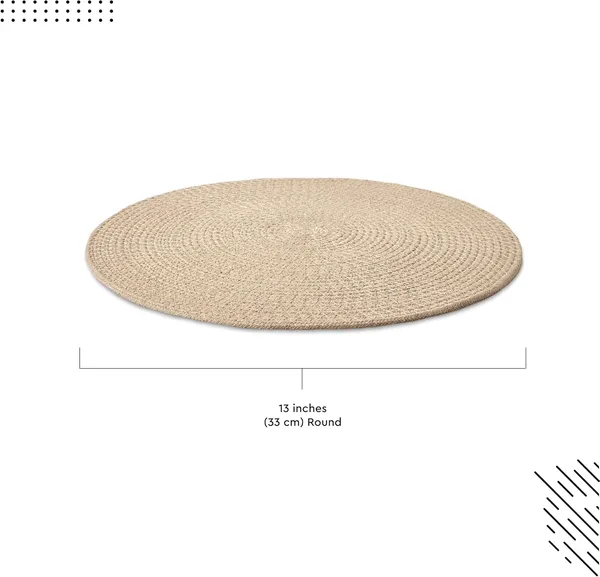 Dining_Placemats_Set_of_2,4_&_6_|_Cotton_Round_Table_Mat_-_32_cm_Diameter_|_Beige_|_Handmade_Rib_Style_Chargers_for_Diner_Plates