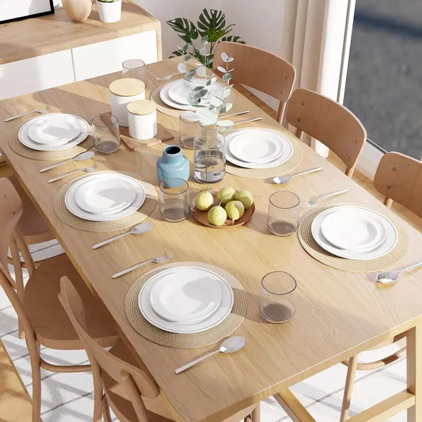 Dining_Placemats_Set_of_2,4_&_6_|_Cotton_Round_Table_Mat_-_32_cm_Diameter_|_Beige_|_Handmade_Rib_Style_Chargers_for_Diner_Plates