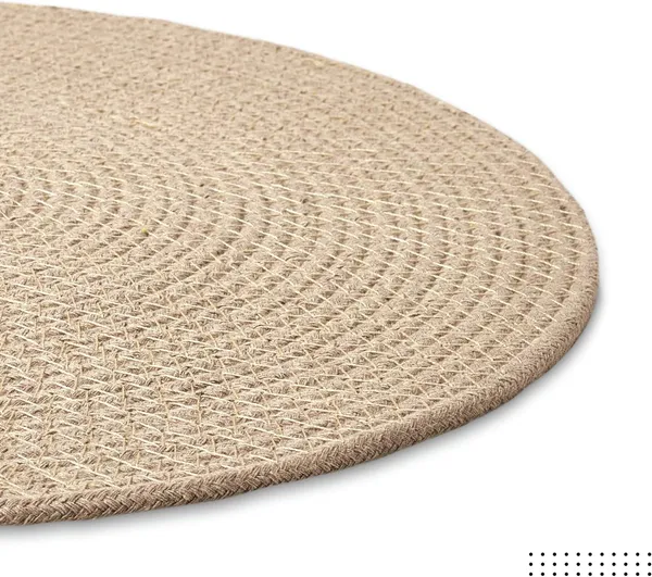 Dining_Placemats_Set_of_2,4_&_6_|_Cotton_Round_Table_Mat_-_32_cm_Diameter_|_Beige_|_Handmade_Rib_Style_Chargers_for_Diner_Plates
