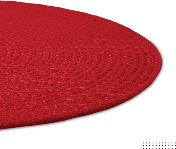 Dining_Placemats_Set_of_2,4_&_6_|_Cotton_Round_Table_Mat_-_32_cm_Diameter_|_Red_|_Handmade_Rib_Style_Chargers_for_Diner_Plates