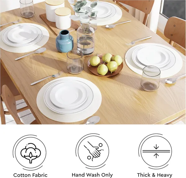 Dining_Placemats_Set_of_2,4_and_6_|_Cotton_Round_Table_Mat_-_32_cm_Diameter_|_Off_White_|_Handmade_Rib_Style_Chargers_for_Diner_Plates