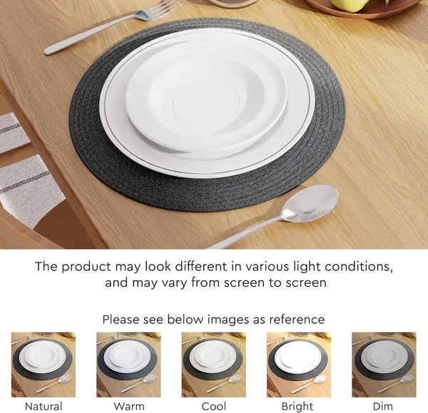 Dining_Placemats_Set_of_2,4_and__6_|_Cotton_Round_Table_Mat_-_32_cm_Diameter_|_Dark_Grey_|_Handmade_Rib_Style_Chargers_for_Diner_Plates