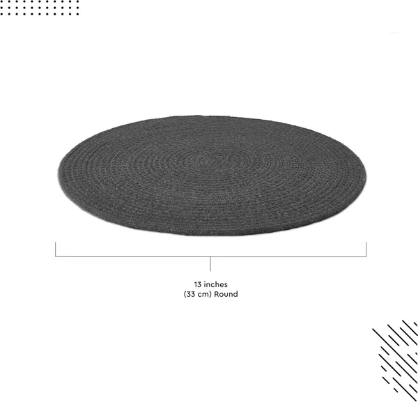 Dining_Placemats_Set_of_2,4_and__6_|_Cotton_Round_Table_Mat_-_32_cm_Diameter_|_Dark_Grey_|_Handmade_Rib_Style_Chargers_for_Diner_Plates