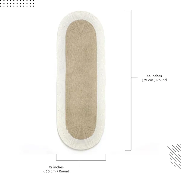 Dining_Table_Runner_|_Handmade_Ribbed_Style_Cotton_|_30x91_cm_|_Beige_&_Off_White_|_for_Coffee_&_Center_Table