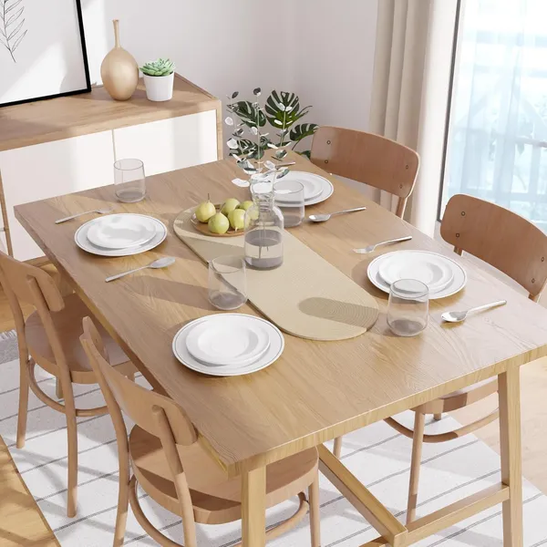 Dining_Table_Runner_|_Handmade_Ribbed_Style_Cotton_|_30x91_cm_|_Beige_|_for_Coffee_&_Center_Table