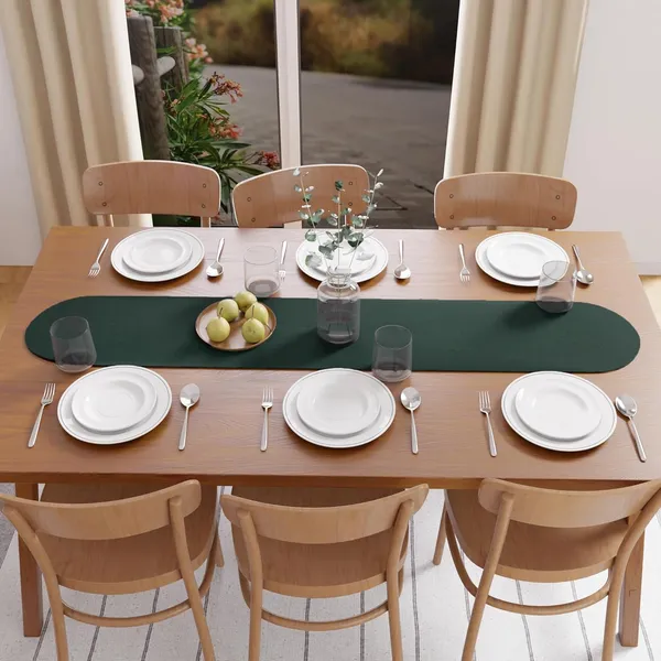 Dining_Table_Runner_|_Handmade_Ribbed_Style_Cotton_|_30x91_cm_|_Dark_Green_|_for_Coffee_&_Center_Table