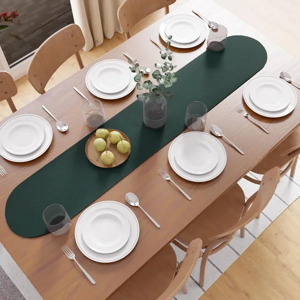 Dining_Table_Runner_|_Handmade_Ribbed_Style_Cotton_|_30x91_cm_|_Dark_Green_|_for_Coffee_&_Center_Table