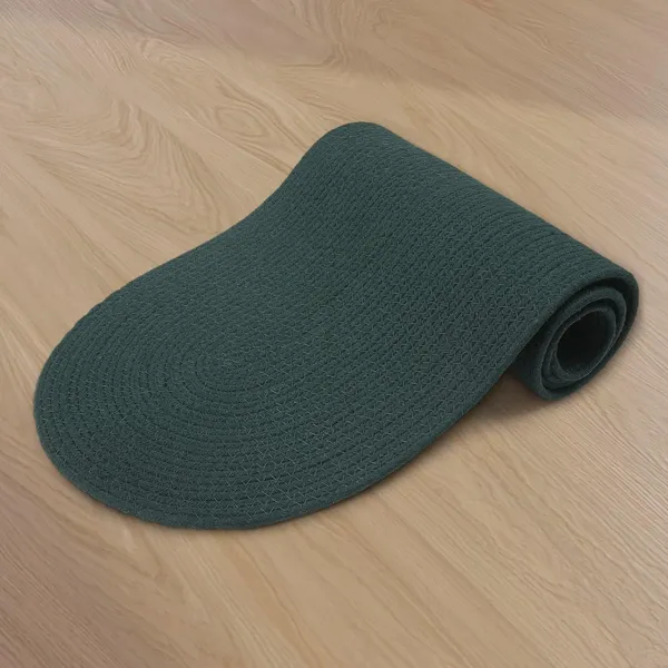 Dining_Table_Runner_|_Handmade_Ribbed_Style_Cotton_|_30x91_cm_|_Dark_Green_|_for_Coffee_&_Center_Table