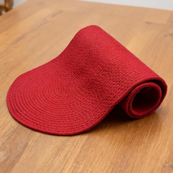 Dining_Table_Runner_|_Handmade_Ribbed_Style_Cotton_|_30x91_cm_|_Red_|_for_Coffee_&_Center_Table