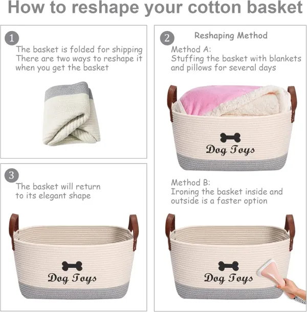Dog_toy_basket_16.5"x10.6"x_7.5"_puppy_toy_bins_pet_organizer,_laundry_storage_bin_-_Perfect_for_organizing_pet_toys,_blankets,_leashes,_coat_and_stuff_-_Beige_Gray