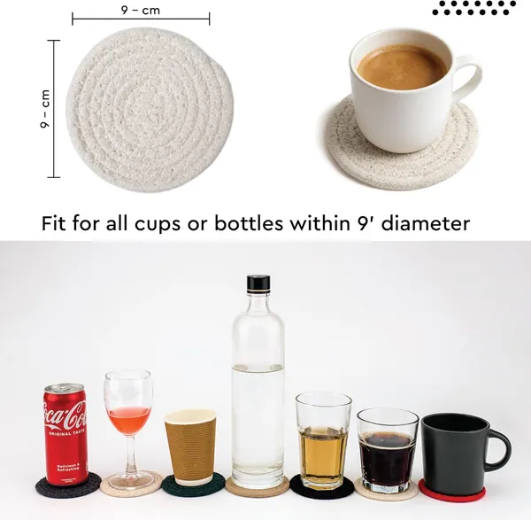 Drink_Coasters_Set_|_Off_White_Color_With_Round_Size_9_cm_|_Handcrafted_Ribbed_Cotton_|_Absorbent_&_Heat-Resistant_|_Use_For_Tea,_Coffee_Table_&_Desk