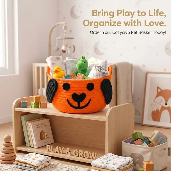 Adorable_"Puppy_Pal"_Woven_Storage_Basket_|_Open_Storage__Narangi