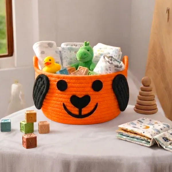 Adorable_"Puppy_Pal"_Woven_Storage_Basket_|_Open_Storage__Narangi