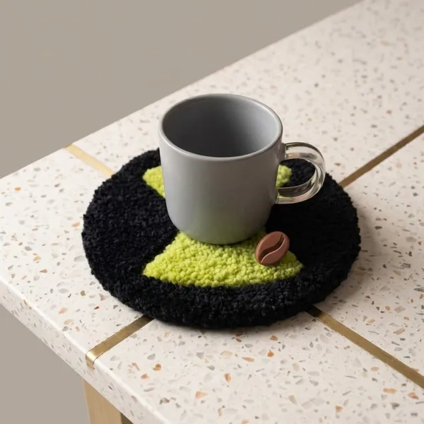 Hand-Tufted_Wool_Coaster_–_Hourglass_X_Design_|_Premium_New_Zealand_Wool_|_5"_/_12.7_cm_|_Black_&_Neon_Lime_|_Heat_&_Scratch_Protection_|_Aesthetic_Drink_Coaster_for_Home,_Café_&_Office_Décor