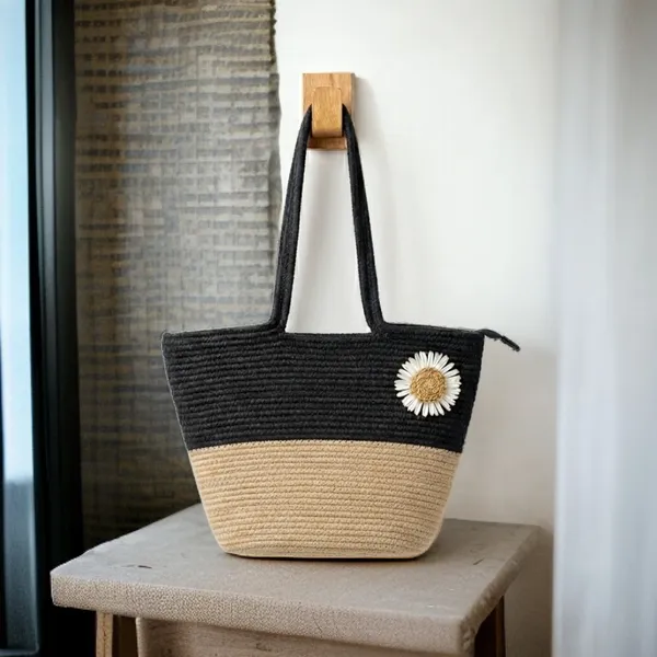 Handcrafted_Two-Tone_Cotton_Rope_Tote_Bag_with_Daisy_Accent_Beige_&_Black
