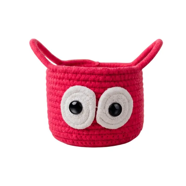 Handmade_Cotton_Rope_Monster_Basket_for_Kids_-_Red_Toy_Storage_Bin_with_Eyes,_15cm_Small_Organizer_for_Nursery,_Art_Supplies_&_Playroom_Decor