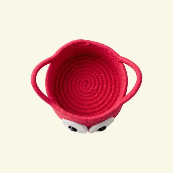 Handmade_Cotton_Rope_Monster_Basket_for_Kids_-_Red_Toy_Storage_Bin_with_Eyes,_15cm_Small_Organizer_for_Nursery,_Art_Supplies_&_Playroom_Decor