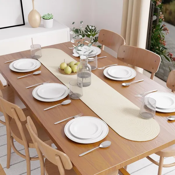 Handmade_Ribbed_Style_Cotton_|_30x137_cm_|_Off_White_|_for_Coffee_&_Center_Table