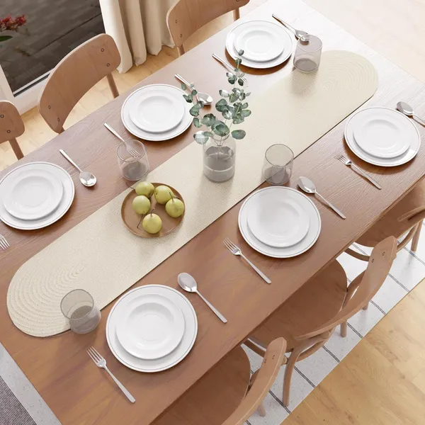 Handmade_Ribbed_Style_Cotton_|_30x137_cm_|_Off_White_|_for_Coffee_&_Center_Table